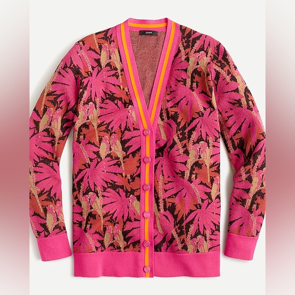 J. Crew NWT Boyfriend cardigan sweater in palm print Medium - Picture 6 of 6